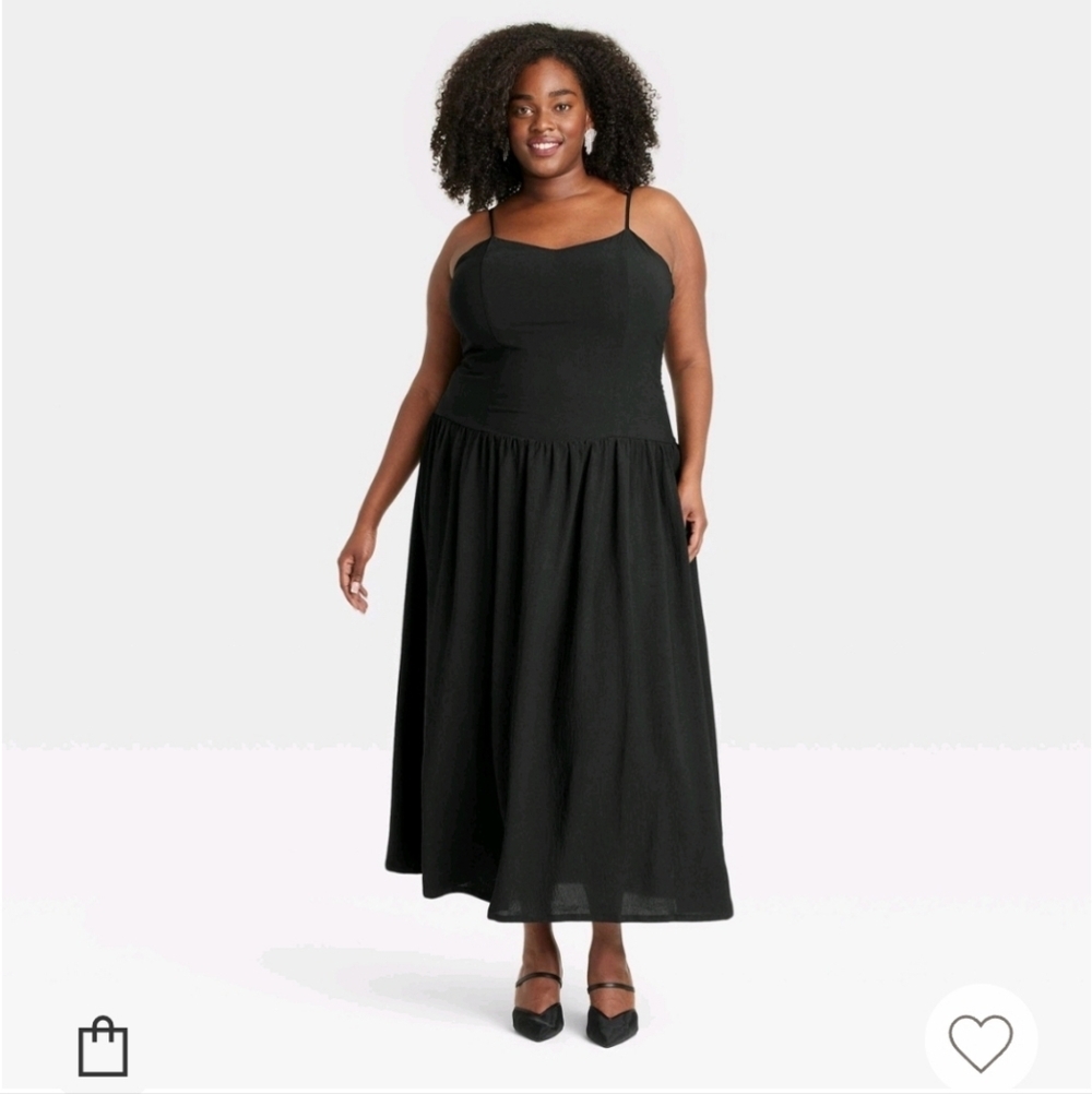 A New Day Women's Maxi Drop Waist Dress Black